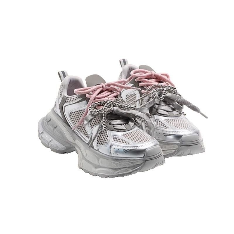 Women's High Top Sneakers with Double Laces, Mesh Breathable, Lightweight Thick Sole - Image 5