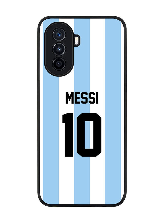 Stylizedd Rugged Black edge case for Huawei Nova Y70  Slim fit Soft Case Flexible Rubber Edges Anti Drop TPU Gel Thin Cover - Football Team - Argentina Player Name - Messi - Image 1