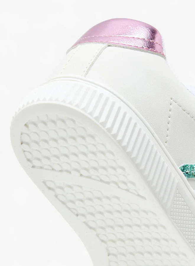 JUNIORS Girls Glitter Embellished Sneakers with Hook and Loop Closure