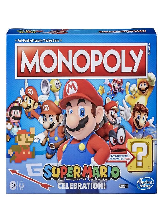 Monopoly - MONOPOLY Super Mario Celebration Edition Board Game for Super Mario Fans for Ages 8 and Up, with Video Game Sound Effects - Image 1