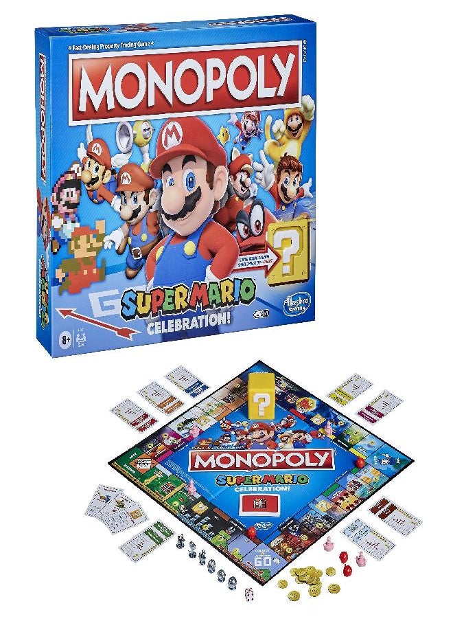 Monopoly - MONOPOLY Super Mario Celebration Edition Board Game for Super Mario Fans for Ages 8 and Up, with Video Game Sound Effects - Image 1
