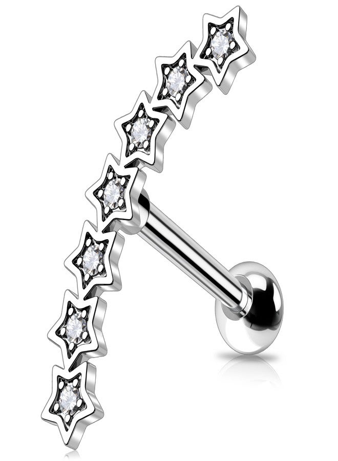 Melighting 16G Cartilage Earrings Satr Helix Earrings Clear CZ Curved Upper Ear Surgical Steel 316L Cartilage Piercing Tragus Piercing Earrings Studs for Women Body Piercing Jewelry - Image 1