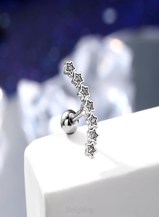 Melighting 16G Cartilage Earrings Satr Helix Earrings Clear CZ Curved Upper Ear Surgical Steel 316L Cartilage Piercing Tragus Piercing Earrings Studs for Women Body Piercing Jewelry - Image 3