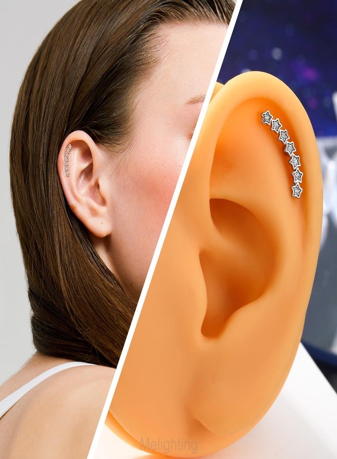 Melighting 16G Cartilage Earrings Satr Helix Earrings Clear CZ Curved Upper Ear Surgical Steel 316L Cartilage Piercing Tragus Piercing Earrings Studs for Women Body Piercing Jewelry - Image 5