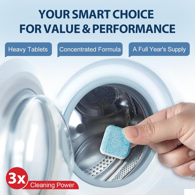 Maebho Washing Machine Cleaner Tablets 24 Pack - Deep Cleaning & Descaler for HE Front Load & Top Load Washers, Removes Odor, Residue & Pet Hair, Septic Safe, Eco-Friendly Deodorizer -1 Year Supply - Image 4