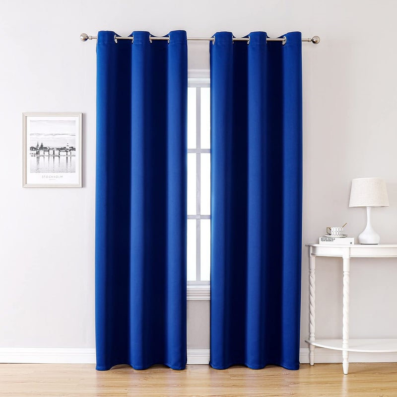 ChrisDowa Grommet Blackout Curtains for Bedroom and Living Room - 2 Panels Set Thermal Insulated Room Darkening Curtains (Royal Blue  42W x 84L) - Image 1