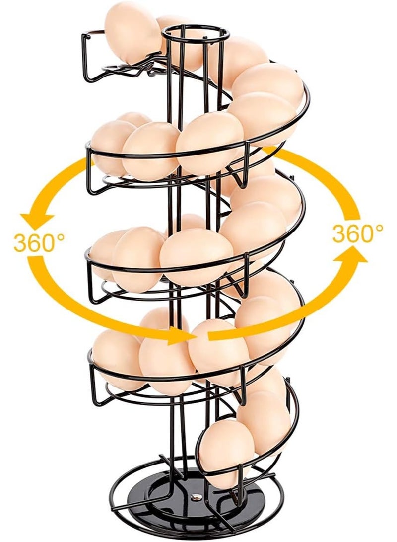 NANAO حامل بيض معدني بتصميم حلزوني، رف عرض تخزين، أسود - Image 2