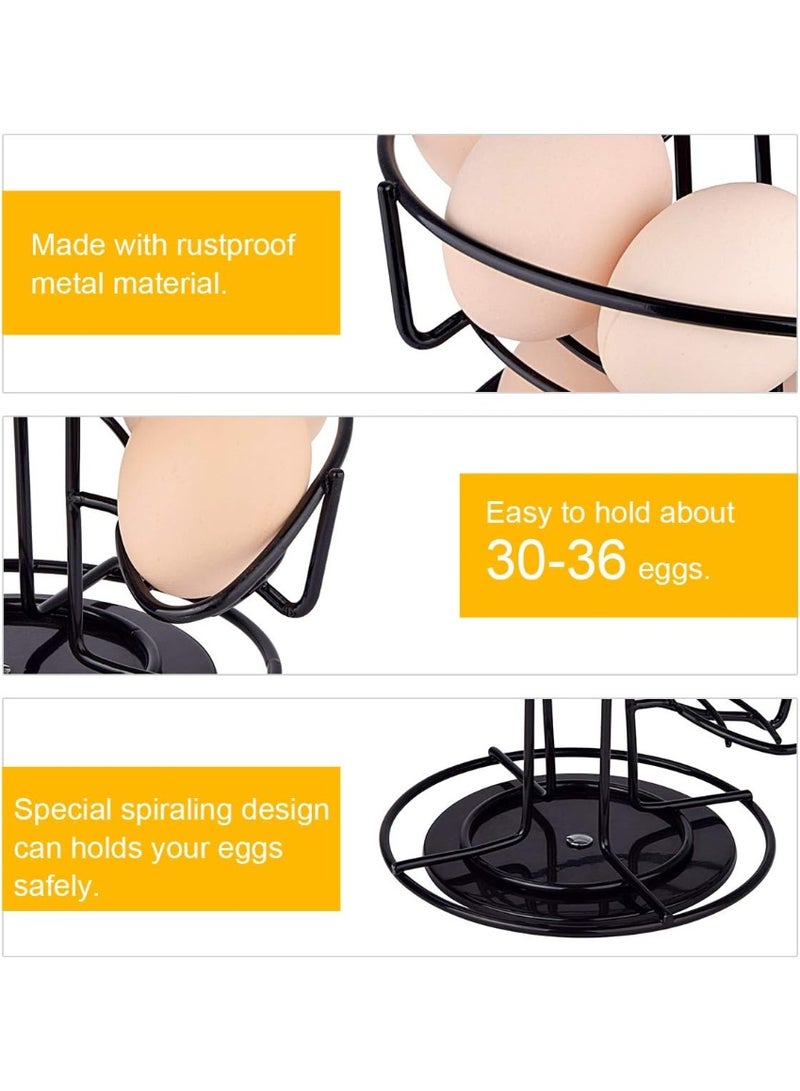 NANAO حامل بيض معدني بتصميم حلزوني، رف عرض تخزين، أسود - Image 3