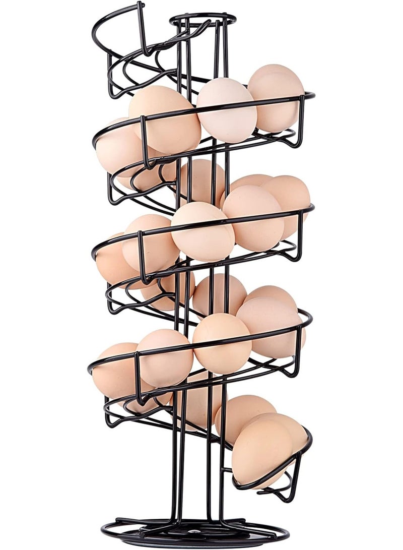NANAO حامل بيض معدني بتصميم حلزوني، رف عرض تخزين، أسود - Image 1