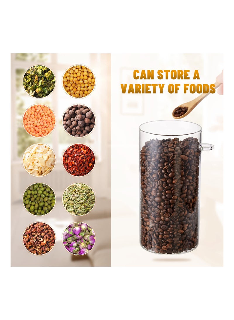 KASTWAVE برطمانات توابل زجاجية مع غطاء من الخيزران والملاعق، 47 أونصة حاويات تخزين طعام محكمة الإغلاق، مجموعة حاويات خزائن المطبخ لحم豆 القهوة، السكر، السلع الجافة، الشاي، التوابل والمزيد (2 مجموعة) - Image 3