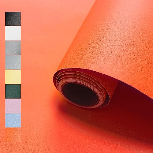 WADILE Peel and Stick Wallpaper 15.9in x 78.7in, Solid Color Contact Paper Waterproof, Vinyl Colored Wall Paper Self Adhesive, Textured Wallpaper Removable for Cabinets/Countertop, Orange - Image 1