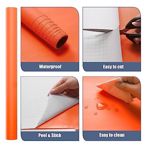 WADILE Peel and Stick Wallpaper 15.9in x 78.7in, Solid Color Contact Paper Waterproof, Vinyl Colored Wall Paper Self Adhesive, Textured Wallpaper Removable for Cabinets/Countertop, Orange - Image 5