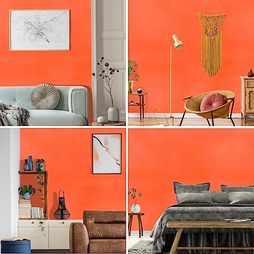 WADILE Peel and Stick Wallpaper 15.9in x 78.7in, Solid Color Contact Paper Waterproof, Vinyl Colored Wall Paper Self Adhesive, Textured Wallpaper Removable for Cabinets/Countertop, Orange - Image 4