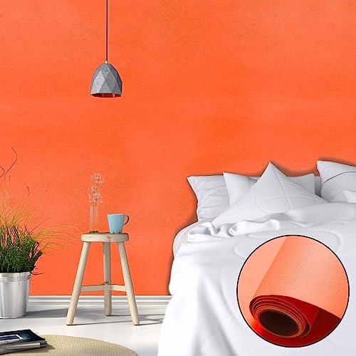 WADILE Peel and Stick Wallpaper 15.9in x 78.7in, Solid Color Contact Paper Waterproof, Vinyl Colored Wall Paper Self Adhesive, Textured Wallpaper Removable for Cabinets/Countertop, Orange - Image 3