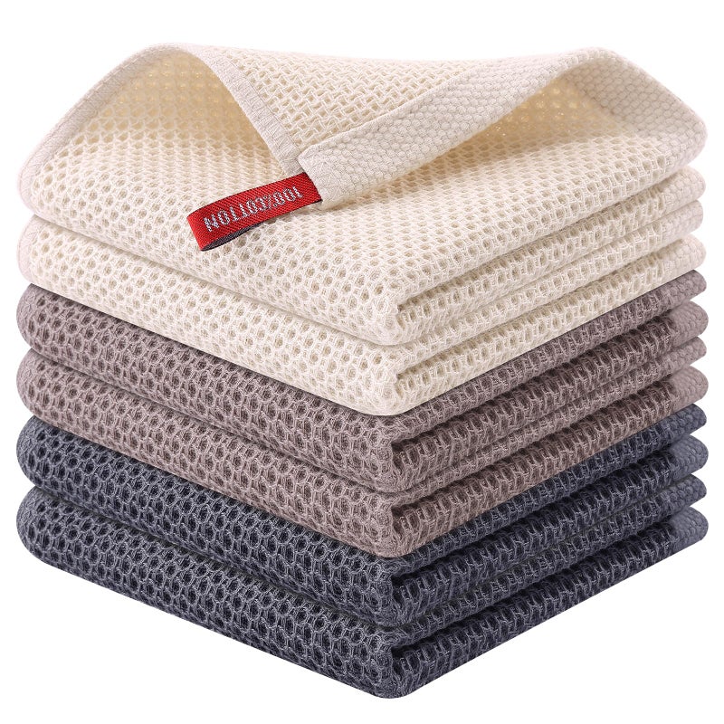 Kitinjoy 100 Cotton Kitchen Dish Cloths 6 Pack Waffle Weave Ultra Soft Absorbent Dish Towels for Drying Dishes Quick Drying Kitchen Towels Dish Rags 12 X 12 Inches Mixed Color