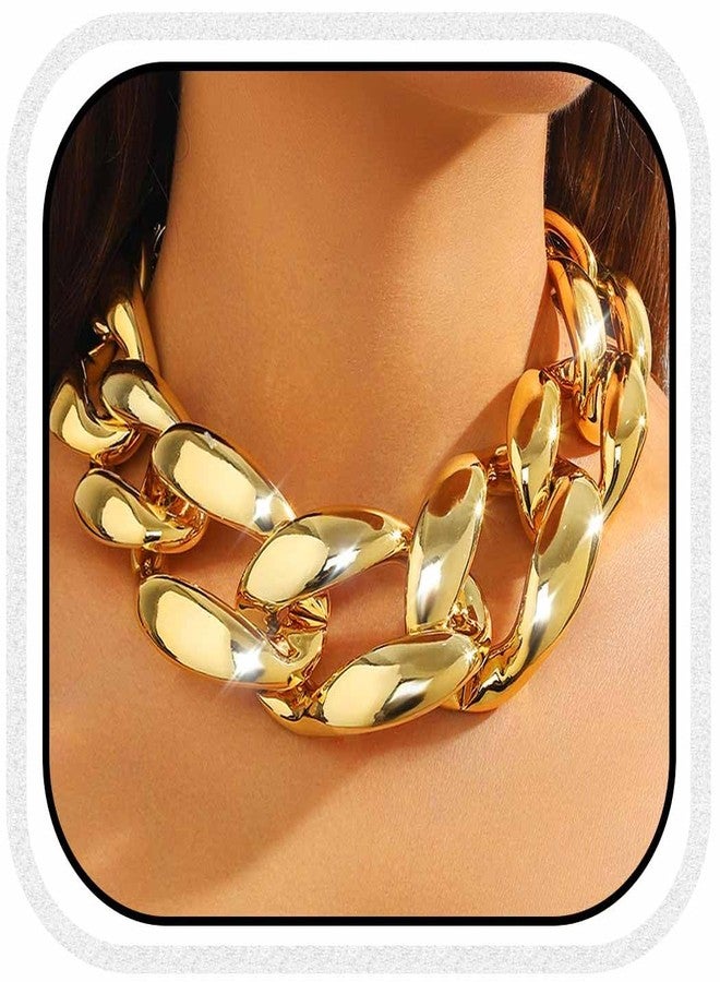 CLOACE Chunky Choker Necklace Gold Cuban Link Necklaces Chain Fashion Jewelry for Women (G-A) - Image 1