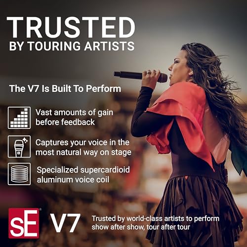 SE ELECTRONICS V7 Dynamic Microphone for Singing, Speech & Studio Recording - XLR Handheld Professional Microphone with Supercardioid Aluminum Voice Coil for Huge Gain Before Feedback - Grey - Image 2