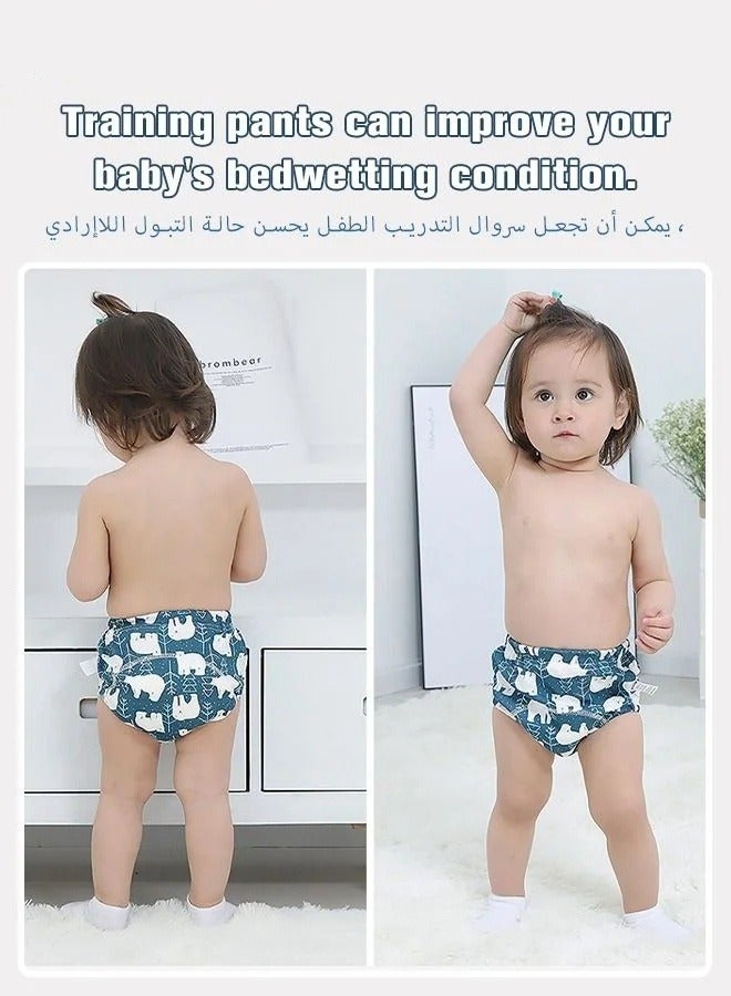 4 Piece Potty Training Underwear, 6 Layers Breathable Cotton Absorbent Trainer Pants for Toddler Baby Boys Girls Waterproof ，M - Image 2