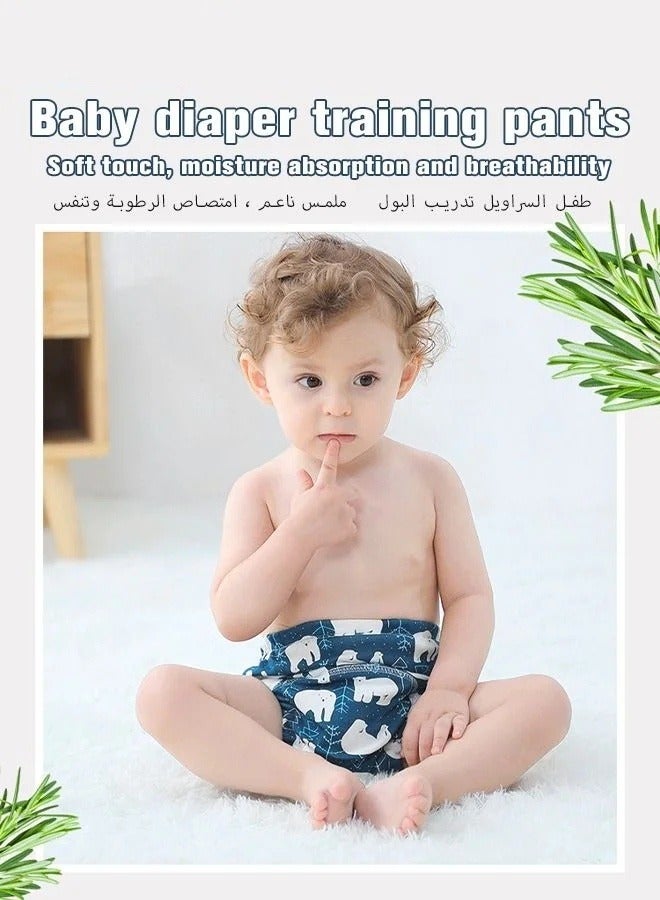4 Piece Potty Training Underwear, 6 Layers Breathable Cotton Absorbent Trainer Pants for Toddler Baby Boys Girls Waterproof ，M - Image 3