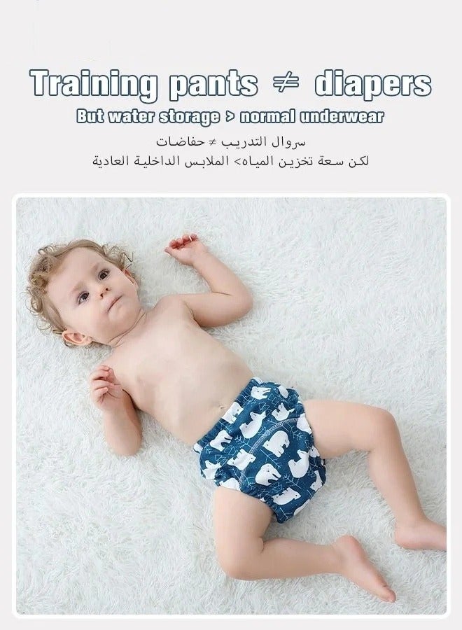 4 Piece Potty Training Underwear, 6 Layers Breathable Cotton Absorbent Trainer Pants for Toddler Baby Boys Girls Waterproof ，M - Image 5