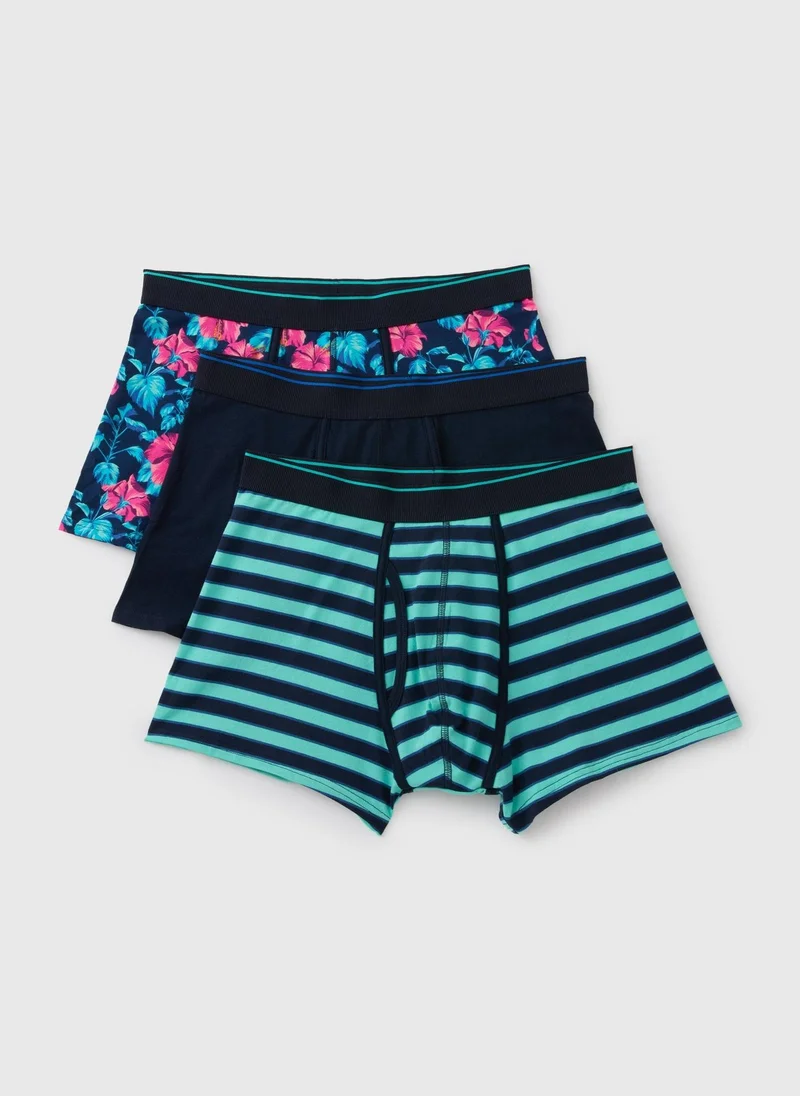 Matalan 3 Pack Multi Tropical Keyhole Boxers