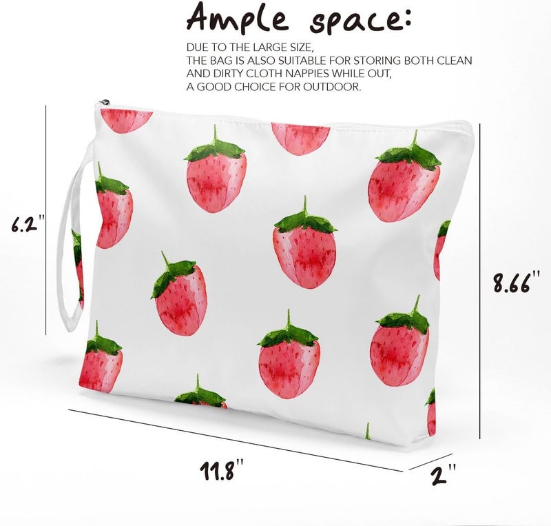 Fokongna Wet Bag Wet Dry Bag Beach Bag Wet Bag For Swimsuit Travel Makeup Bag Toiletry Bag Waterproof Large Capacity for Women Girls Mom Sister Friends Diaper Bag Strawberry lemon Gifts - Image 3