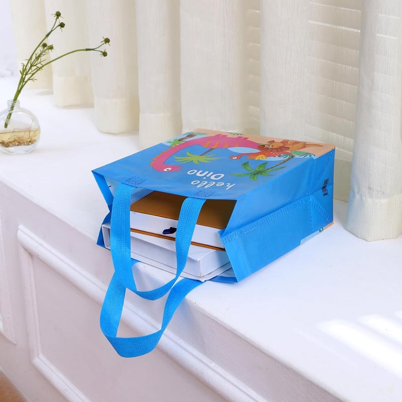 BeFunky 12 pcs Dinosaur Pattern Non-woven Gift Bags with Handle | Medium size 23 x 22 x 11cm | Reusable Shopping Tote Gift Bag | Suitable for Kid's Party Gifts Birthday Events - Image 3