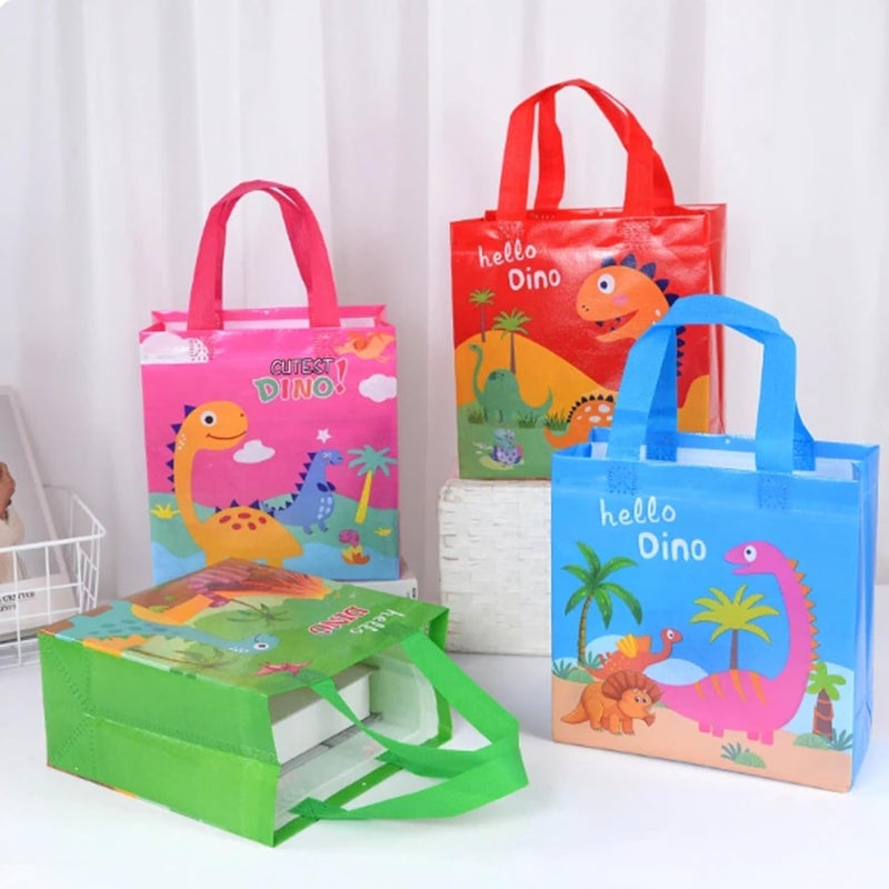 BeFunky 12 pcs Dinosaur Pattern Non-woven Gift Bags with Handle | Medium size 23 x 22 x 11cm | Reusable Shopping Tote Gift Bag | Suitable for Kid's Party Gifts Birthday Events - Image 2