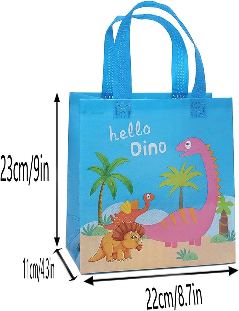 BeFunky 12 pcs Dinosaur Pattern Non-woven Gift Bags with Handle | Medium size 23 x 22 x 11cm | Reusable Shopping Tote Gift Bag | Suitable for Kid's Party Gifts Birthday Events - Image 4