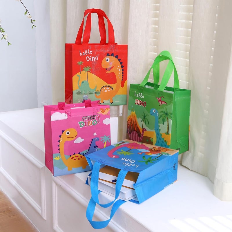 BeFunky 12 pcs Dinosaur Pattern Non-woven Gift Bags with Handle | Medium size 23 x 22 x 11cm | Reusable Shopping Tote Gift Bag | Suitable for Kid's Party Gifts Birthday Events - Image 5