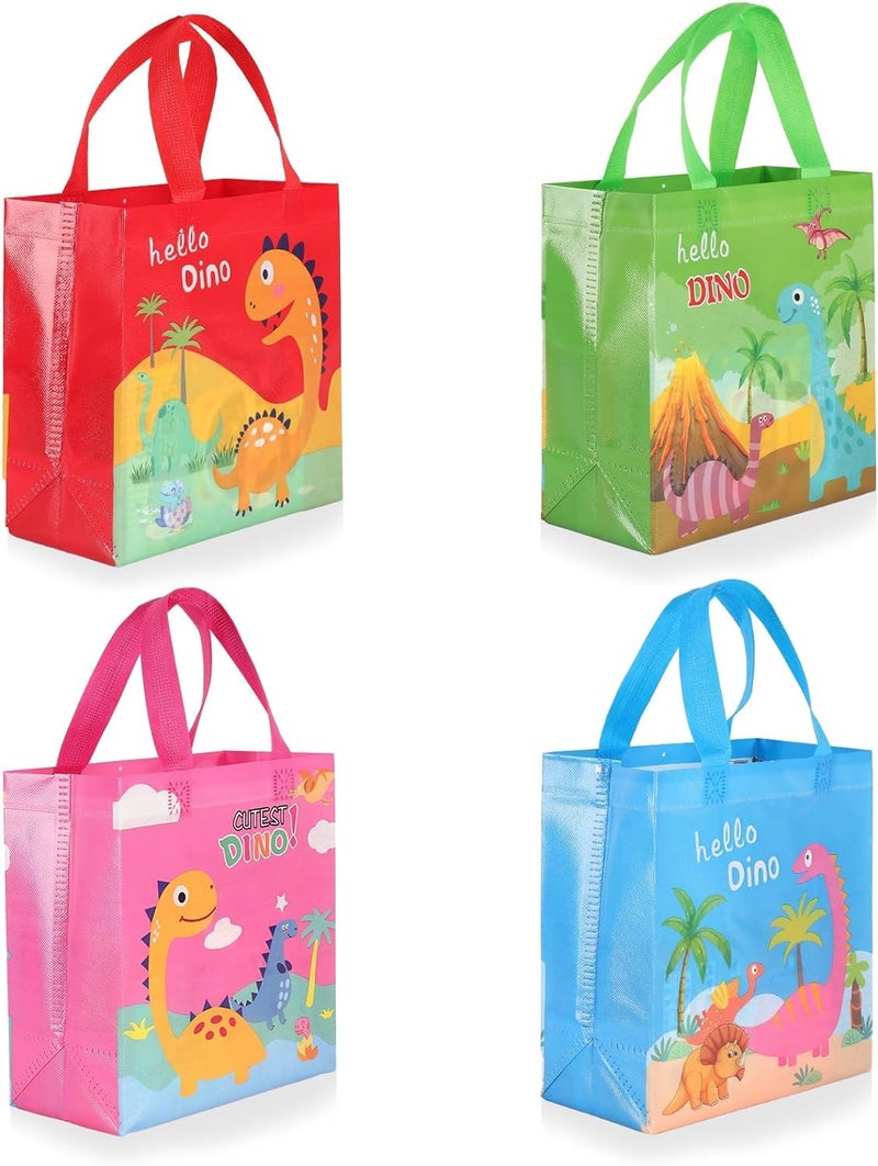 BeFunky 12 pcs Dinosaur Pattern Non-woven Gift Bags with Handle | Medium size 23 x 22 x 11cm | Reusable Shopping Tote Gift Bag | Suitable for Kid's Party Gifts Birthday Events - Image 1