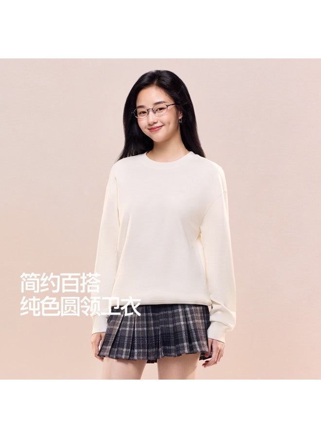 SIINSIIN Basic Women'S Hoodie 2025 New Early Autumn Loose Round Neck Pullover Double-Sided Brushed Long Sleeve Top - Image 2