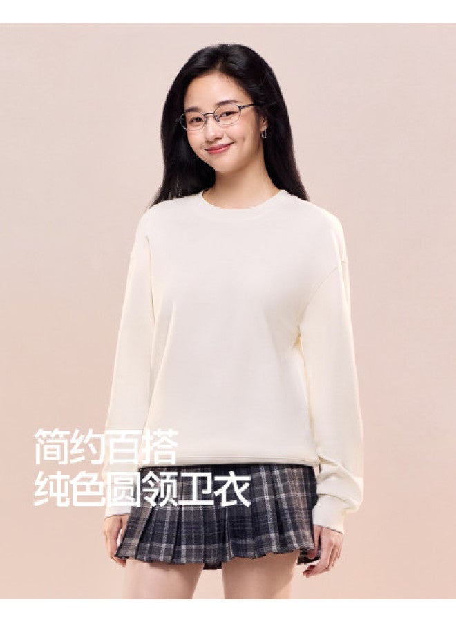 SIINSIIN Basic Women'S Hoodie 2025 New Early Autumn Loose Round Neck Pullover Double-Sided Brushed Long Sleeve Top - Image 1