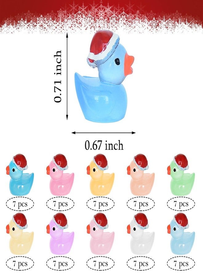 Yuronam 70 Pcs Luminous Tiny Christmas Ducks Mini Resin Ducks Glow in The Dark Duck Miniature Ornaments for Slime, Dollhouse, Garden Decoration(10 Colors) - Image 2