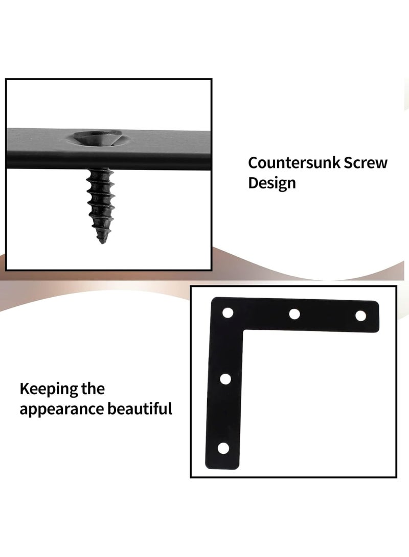 Cobest Flat Corner Brace, 20 Pcs L Shaped Corner Bracket, 2x2 Heavy Duty Stainless Steel Shelf Supports, Duty Furniture Fastener Corner Connector for Wood Shelf Cabinet Table Chair - Image 2