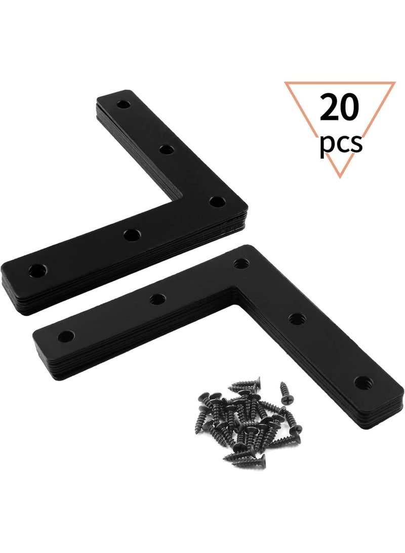 Cobest Flat Corner Brace, 20 Pcs L Shaped Corner Bracket, 2x2 Heavy Duty Stainless Steel Shelf Supports, Duty Furniture Fastener Corner Connector for Wood Shelf Cabinet Table Chair - Image 4