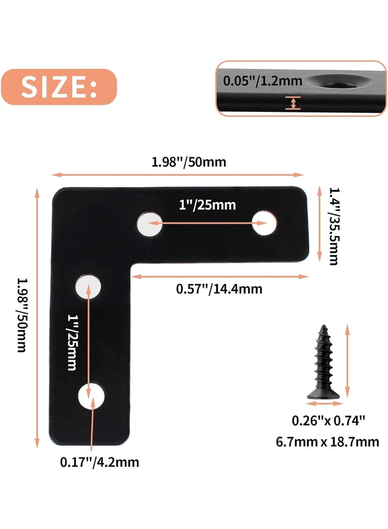 Cobest Flat Corner Brace, 20 Pcs L Shaped Corner Bracket, 2x2 Heavy Duty Stainless Steel Shelf Supports, Duty Furniture Fastener Corner Connector for Wood Shelf Cabinet Table Chair - Image 3