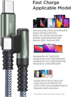 Cordova USB C to USB C Cable 100W - Type C to Type C Cable USBC to USBC - Fast Charging Cable Right Angle Compatible with MacBook Air/Pro iPad Pro 12.9/11/Mini, Samsung Galaxy S22/21-2 Meter  - Image 2