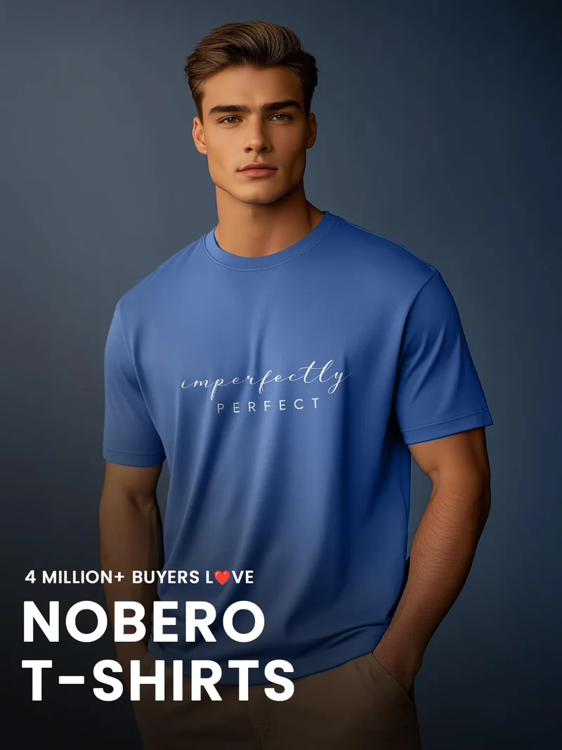 نوبيرو NOBERO 100% Cotton T-Shirts for Men Combo Pack of 3
