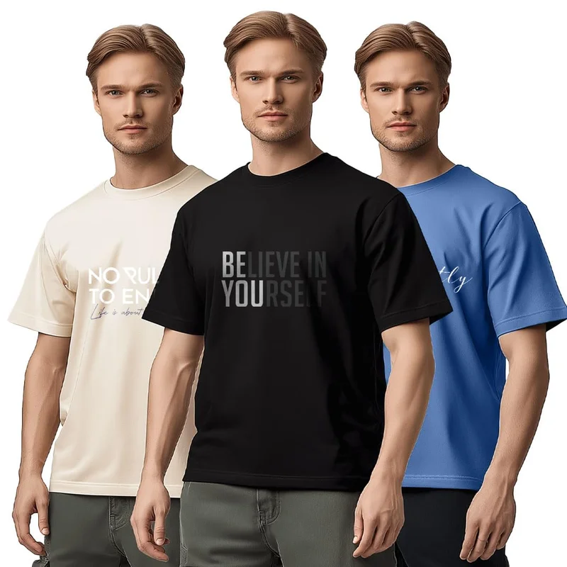 NOBERO NOBERO 100% Cotton T-Shirts for Men Combo Pack of 3