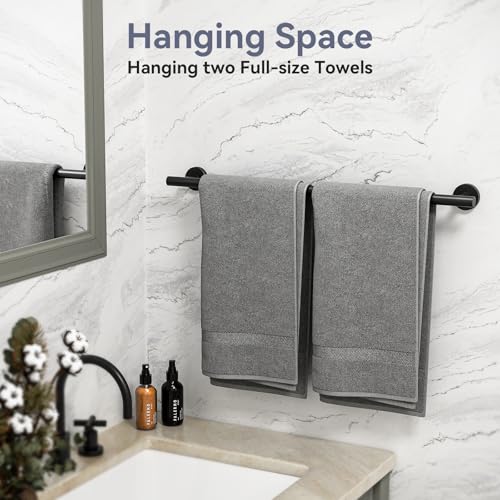 Bubxo Matte Black Towel Bar Set, 24 Inch Bathroom Hardware Set, Wall Mounted Bathroom Towel Holder Set, Modern Bathroom Accessories, Durable SUS304 Stainless Steel, 4-Piece - Image 5