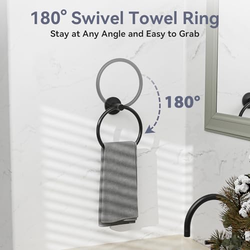 Bubxo Matte Black Towel Bar Set, 24 Inch Bathroom Hardware Set, Wall Mounted Bathroom Towel Holder Set, Modern Bathroom Accessories, Durable SUS304 Stainless Steel, 4-Piece - Image 4