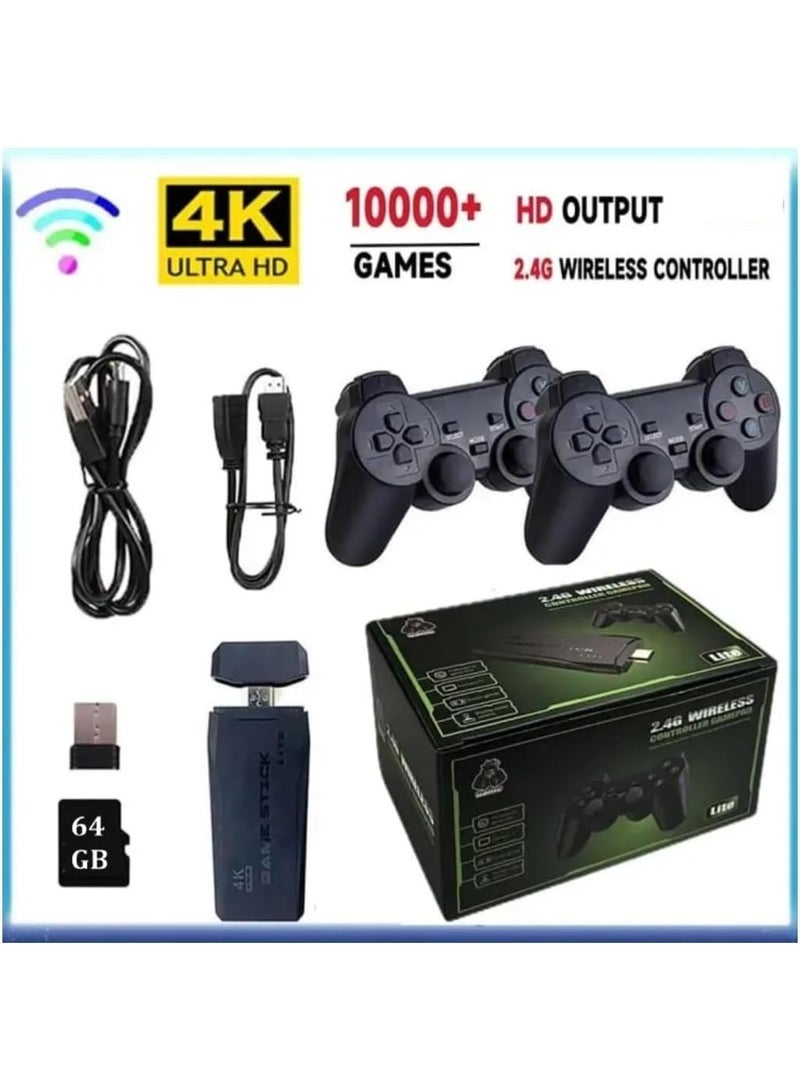 Console Game 4K HD Video Game Console – 64GB Classic Retro Game Stick with 2.4G Dual Wireless Controllers | 10,000+ Built-in Games | Plug & Play TV Game Console - Image 5