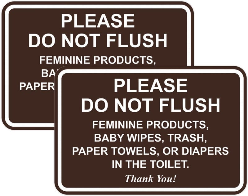 All Quality Classic Framed Please Do Not Flush Thank You Bathroom Etiquette Sign - Laser-Engraved Lettering | Durable ABS Plastic | Vibrant Colors - 5" x 7" (Dark Brown) 2 Pack - Image 1
