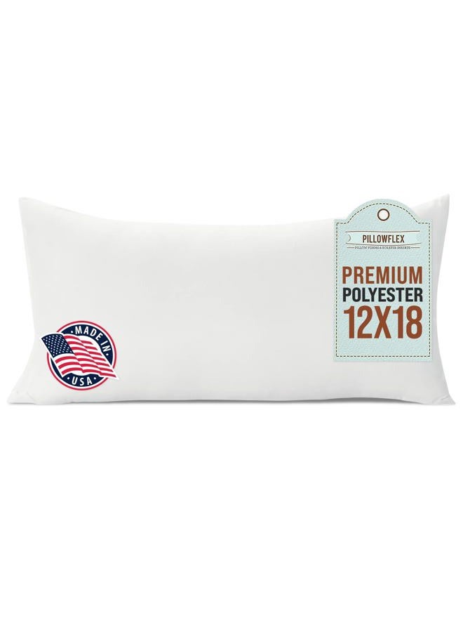 PILLOWFLEX Premium Polyester Pillow Insert - 12"x18" Pillow Form - Machine Washable, Accent Throw Insert, Lumbar Pillow Insert for Sham - Back, Travel Pillow, Neck Pillow - 1 Decorative Pillow - Image 1