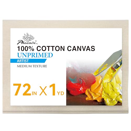 PHOENIX Drop Cloth for Painting 72 Inch x 1 Yard 6ft x 3ft Cotton Duck Canvas Fabric by the Yard Natural Unbleached Material for Crafts Backing Floor Furniture Protection - Image 1