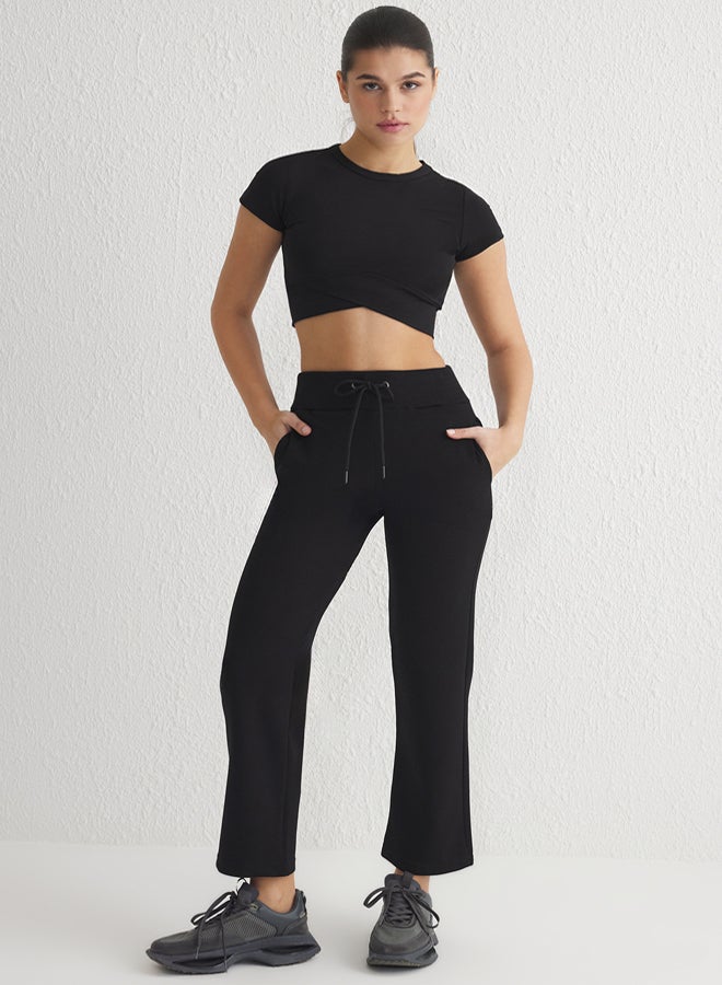 trendyol Black Diver/Scuba Fabric Pocket and Tied Sports Knitted Sweatpants - Image 5