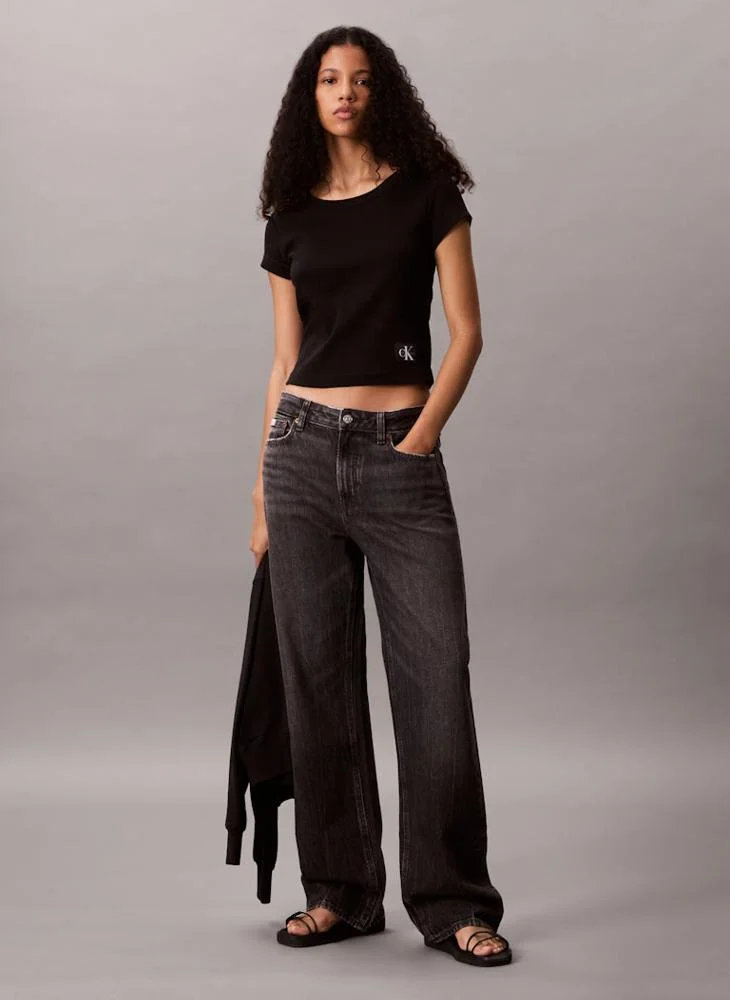 كالفن كلاين جينز Logo Crop Crew Neck T-Shirt