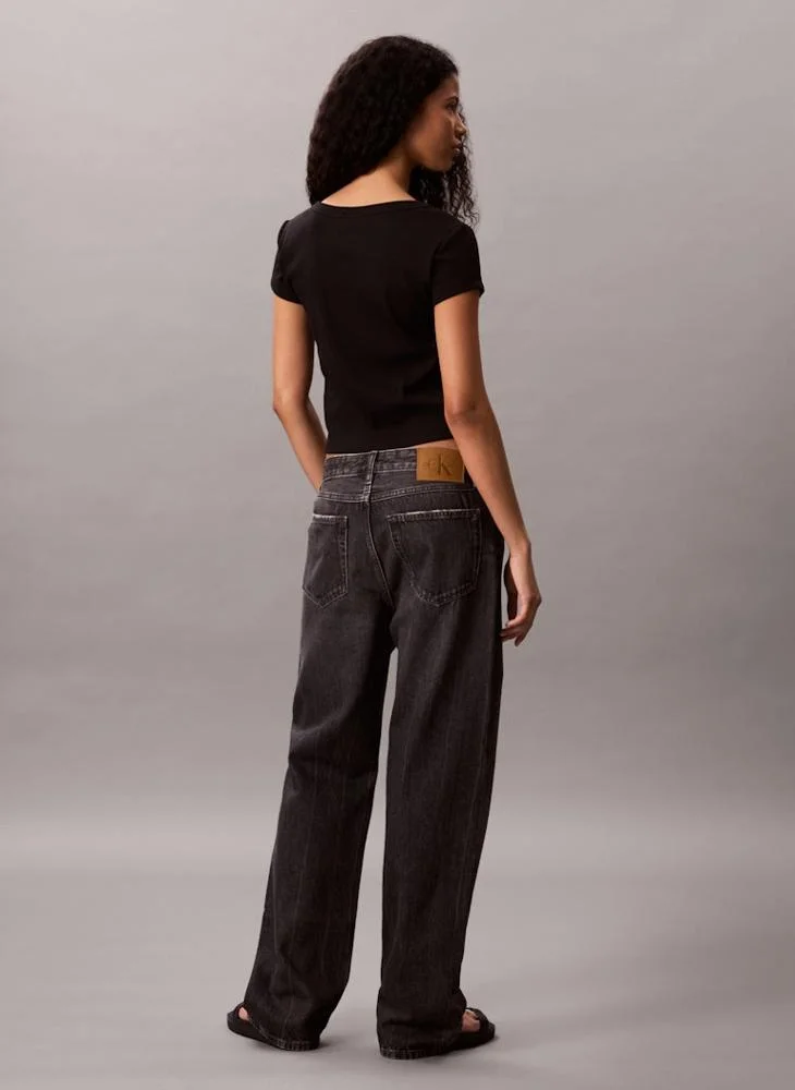 كالفن كلاين جينز Logo Crop Crew Neck T-Shirt