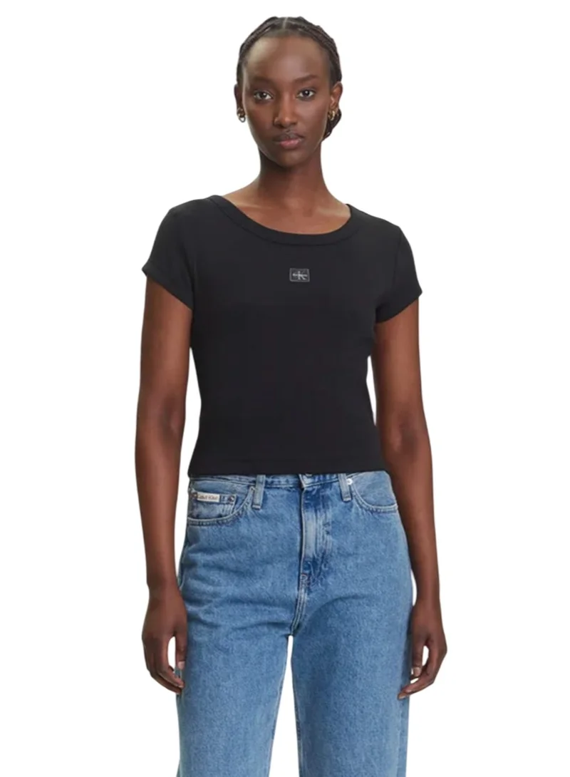 Calvin Klein Jeans Logo Crop Crew Neck T-Shirt